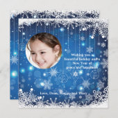 Cascading Snowflakes Foto Feiertagskarte (Vorne/Hinten)