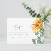 Cascading Sonnenblumen Grüne Hochzeit RSVP Karte (Stehend Vorderseite)