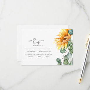 Cascading Sonnenblumen Grüne Hochzeit RSVP Karte