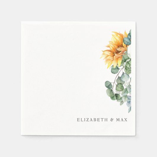 Cascading Sunflowers Grüne Sage Wedding Serviette (Vorderseite)