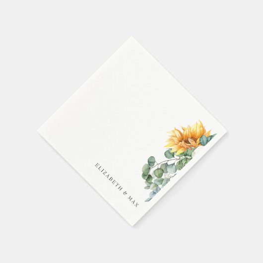 Cascading Sunflowers Grüne Sage Wedding Serviette (Ecke)