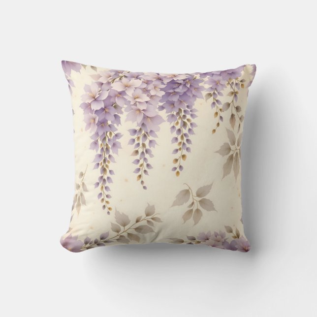 Cascading Wisteria floral Pattern.Moderne Außenwel Kissen (Vorderseite)