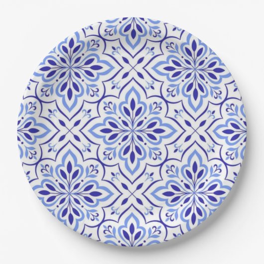 Cascais Elegance Delicate Blue Mediterranean Pappteller (Vorderseite)