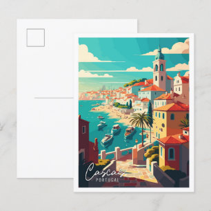 Cascais Portugal Kunst Vintage-Reiseillustration Postkarte