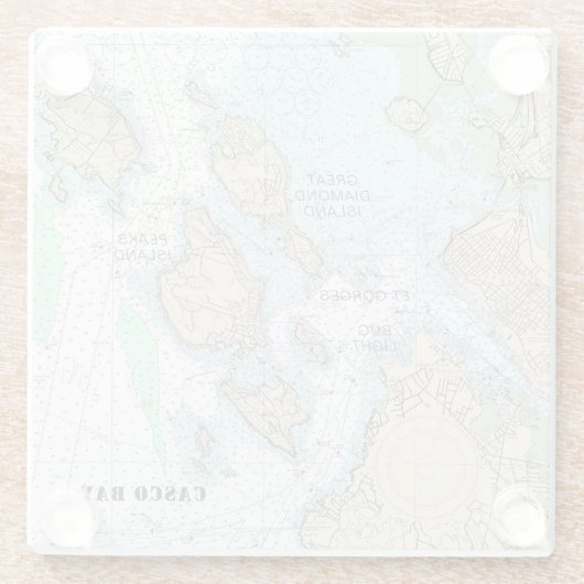 ⚓️ Casco Bay Authentisches Seekartenbuch Glasuntersetzer (Rückseite)