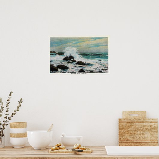 Casco Bay Blick auf Surf und Felsen Poster (Küche)