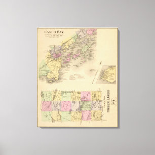 Casco Bay Karte Leinwanddruck