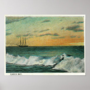 Casco Bay, MaineShip in der Bucht bei Sunrise Poster