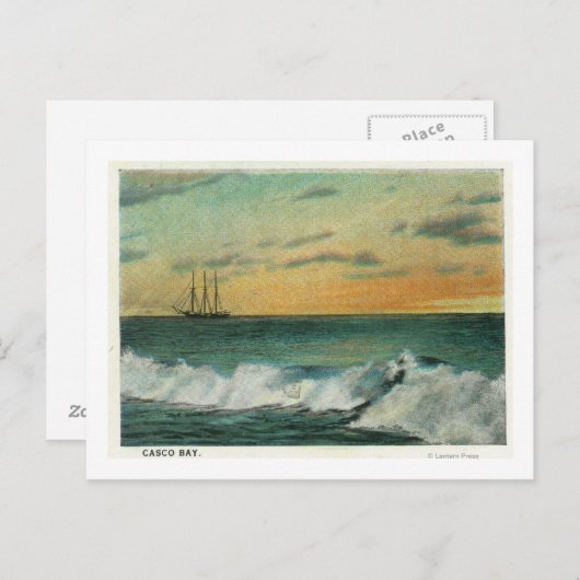 Casco Bay, MaineShip in der Bucht bei Sunrise Postkarte (Vorne/Hinten)