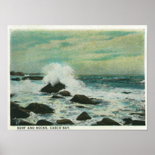 Casco Bucht, MaineSurf und Strand-Felsen Poster