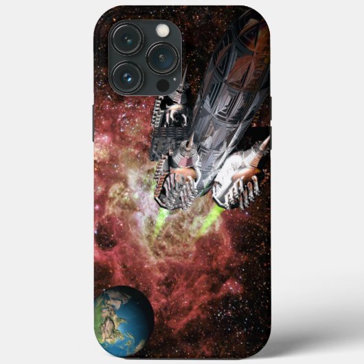 Case für das iPhone Case "Erde und Raketen" (Rückseite)
