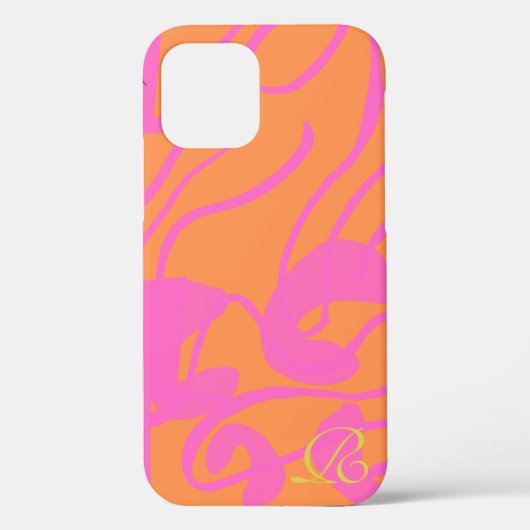 Case für das iPhone mit abstrakt-rosa Monogramm-Ca (Rückseite)