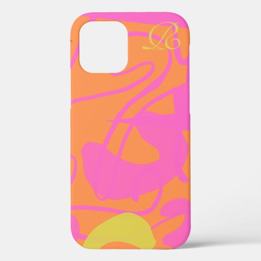 Case für das iPhone mit abstrakt-rosa Monogramm-Ca (Rückseite)