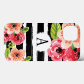 Case für trendy monogrammierte Schwarz-weiß Stripe (Rückseite (Horizontal))