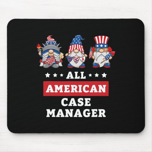 Case Manager Gnomes 4. Juli American Flag USA Mousepad (Vorne)