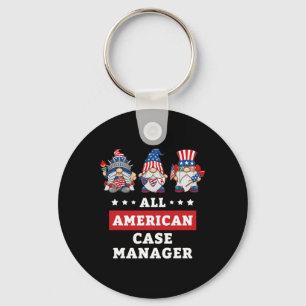 Case Manager Gnomes 4. Juli American Flag USA Schlüsselanhänger