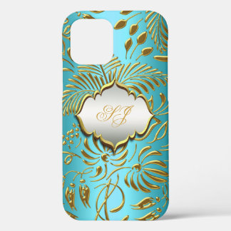 Case-Mate-Aquamarin-Gold-Damaskus iPhone 12 Hülle