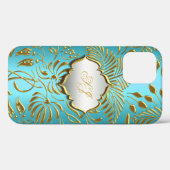 Case-Mate-Aquamarin-Gold-Damaskus Case-Mate iPhone Hülle (Rückseite (Horizontal))