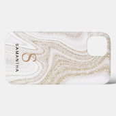 Case Mate aus weißem Marmor-Glitzer (Rückseite (Horizontal))