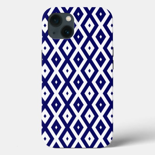 Case-Mate iPho: Navy-Blue-White-Diamant-Muster iPhone Hülle (Rückseite)