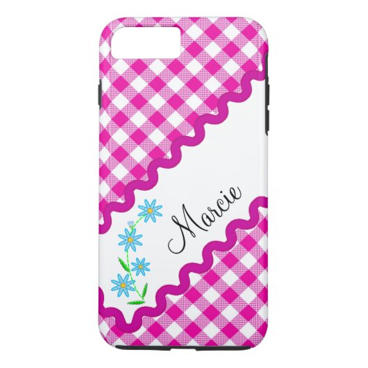 Case Mate Tough Plus iPhone 7 Case Pink Gingham (Rückseite)