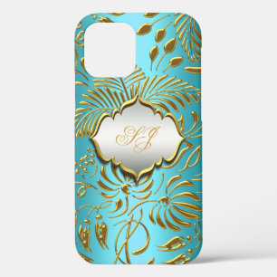 Case-Mate Türkis Gold Damast iPhone 12 Hülle