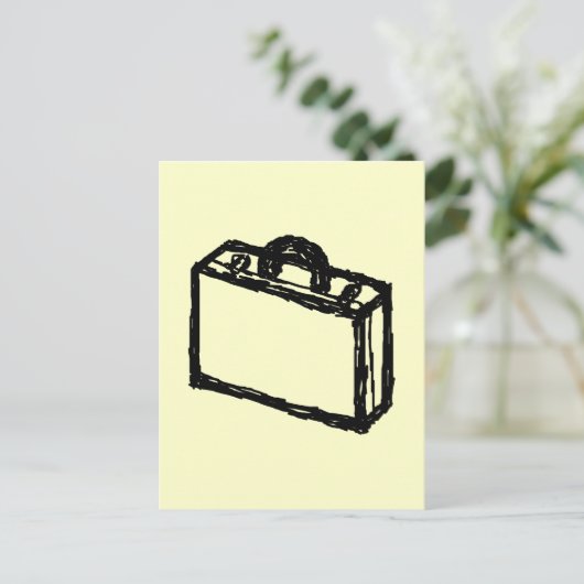 Case Sketch. Schwarz und Creme. Koffer, Briefkaste Postkarte (Stehend Vorderseite)