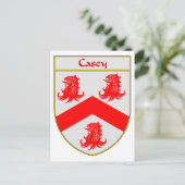 Casey Coat of Arms/Familienwappen Postkarte (Stehend Vorderseite)