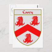 Casey Coat of Arms/Familienwappen Postkarte (Vorne/Hinten)