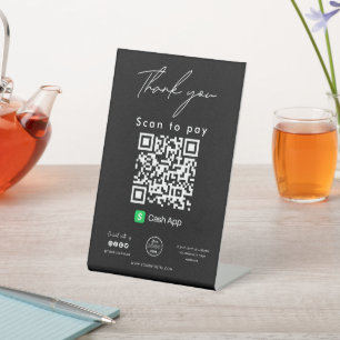 Cash App QR Code Logo Scan zu bezahlen Danke, Blac Sockelschild