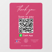 Cash App QR-Code-Logo Vielen Dank, dass Sie scanne Fensteraufkleber (Blatt)