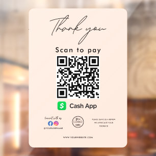 Cash App QR-Code-Logo Vielen Dank, dass Sie scanne Fensteraufkleber