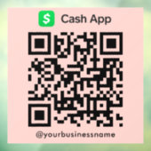 Cash App QR Code Payment Scan zu Pay Blush Pink Fensteraufkleber (Blatt 3)
