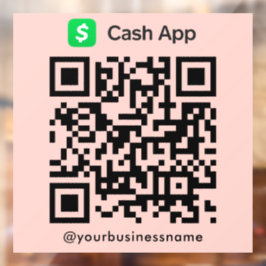 Cash App QR Code Payment Scan zu Pay Blush Pink Fensteraufkleber