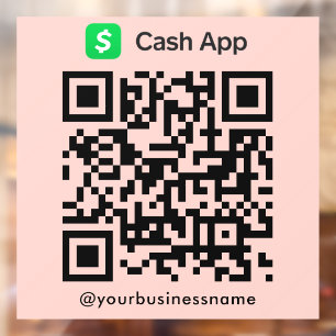 Cash App QR Code Payment Scan zu Pay Blush Pink Fensteraufkleber