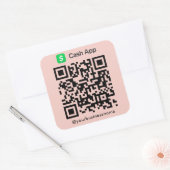 Cash App QR Code Payment Scan zu Pay Blush Pink Quadratischer Aufkleber (Umschlag)