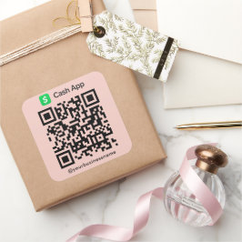 Cash App QR Code Payment Scan zu Pay Blush Pink Quadratischer Aufkleber