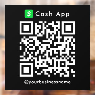 Cash App QR Code Payment Scan zur Bezahlung schwar Fensteraufkleber