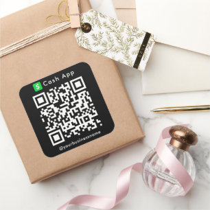 Cash App QR Code Payment Scan zur Bezahlung schwar Quadratischer Aufkleber