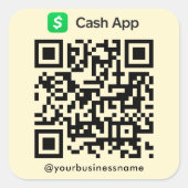 Cash App QR Code Payment Scan zur Bezahlung von So Quadratischer Aufkleber (Vorderseite)