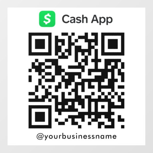 Cash App QR Code Payment Scan zur Bezahlung weiß Fensteraufkleber (Blatt)