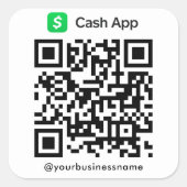 Cash App QR Code Payment Scan zur Bezahlung weiß Quadratischer Aufkleber (Vorderseite)