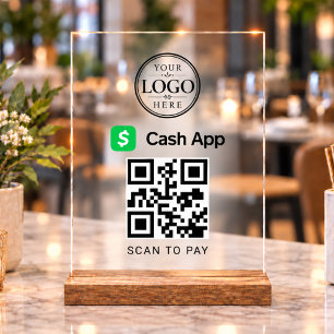 Cash App Scan to Pay Tischdisplay Acrylschild