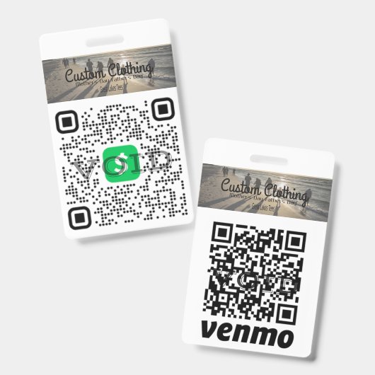 Cash App & Venmo QR Code Company Abzeichen Ausweis (Vorder- & Rückseite)