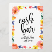 Cash Bar Affordable Boho Floral Wedding Sign (Vorne/Hinten)