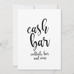 Cash-Bar erschwingliche kalligraphische Hochzeitsz