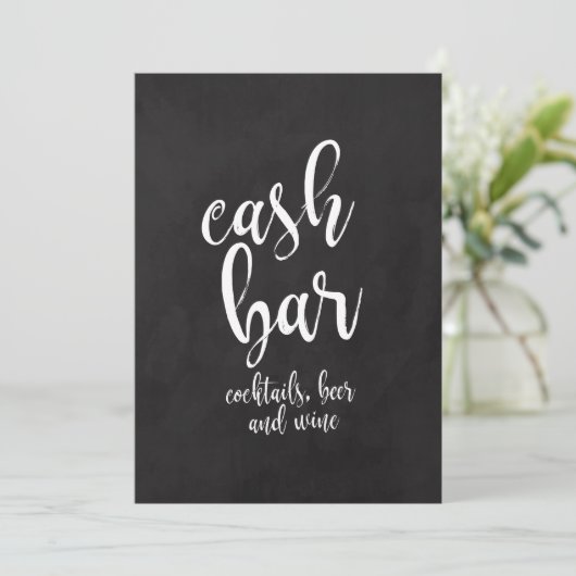 Cash-Bar erschwingliches Chalkboard-Hochzeitssymbo (Stehend Vorderseite)