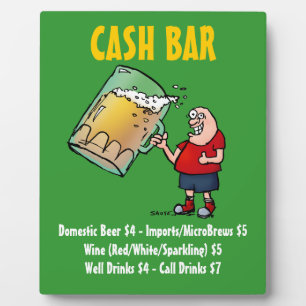 Cash Bar Sign mit Funny Cartoon Typ Plaque Fotoplatte