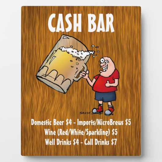 Cash Bar Sign mit sonnigen Typ auf Holz Hintergrun Fotoplatte (Vorderseite)