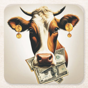 Cash Cow Rechteckiger Pappuntersetzer
